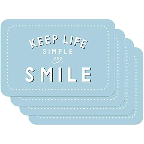 Salvamanteles individuales Venilia Smile Keep Life Simple y Azul, 4 tajada Cover