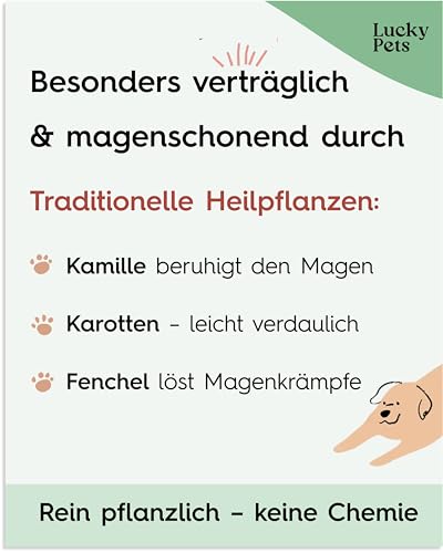 Lucky Pets Gras- & Kotfresser Tabletten Hund – 100 % pflanzlich und magenschonend – Mit Ulmenrinde und Heilerde – Gras und Kotfresser Drops Hund gegen Fressverhalten bei Nährstoffmangel