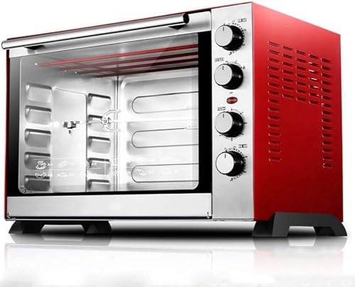 Tostadora, parrilla y prensa, Mini horno eléctrico de convección de 60 L con vitrocerámica, parrilla y pincho giratorio (100-250°C), con varias funciones de cocción y parrilla, metal/vidrio