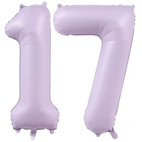 Image of Pastel Purple 17 Number Balloons,40 Inch Light Purple 17 Balloons Large Helium Foil Mylar Number Balloon for Birthday Party Anniversary Decorations