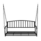 2-Person Iron Hanging Porch Swing Outdoor Swing Bench Cushion Hanging Patio Chair with Sturdy Steel