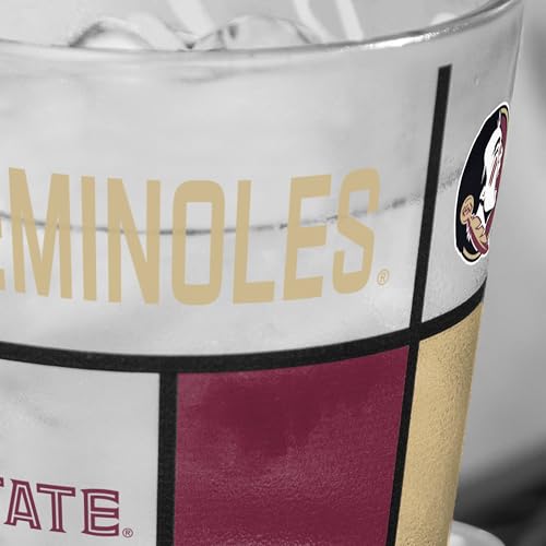 Image of Logo Brands NCAA oz Stained Glass Pint Glass - 3D Embossed Logo & Bold Team Colors - Durable Sports Fan Beer Glass for Home, Bar & Tailgates
