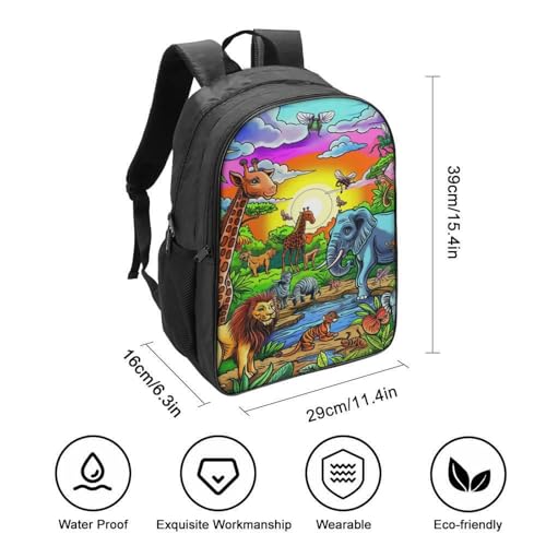 Mochila escuela viajar cámping resistente al agua con motivos de jungla 2