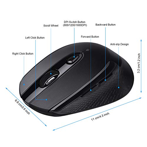 Image of cimetech Wireless Bluetooth Rechargeable Mouse, Portable Lightweight Soundless 2.4G Ergonomic Mouse with LED Lights, Compatible with iPad /Laptop /PC /Mac /Windows - Grey