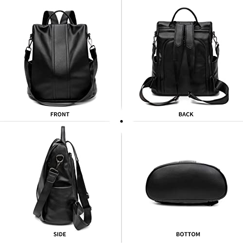 Image of PINCNEL Women Backpack Purse Waterproof Nylon Anti-theft Rucksack Lightweight Shoulder Bag, Medium, Black