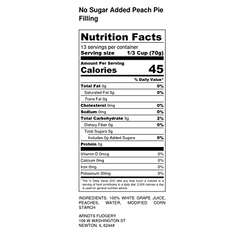 Amish Pie Filling No Sugar Added Peach- TWO 32 Oz Jars