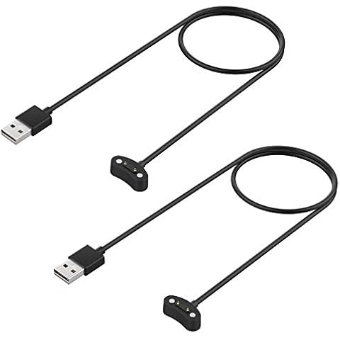 TiMOVO Compatible with TicWatch Pro 3 Charger/TicWatch Pro 3 LTE Charger, [2 PACK] 3.3 Ft Magnetic Charging Dock, USB Charging Cable Clip Cradle, Replacement Charger Power Cable Cord - Black Cover