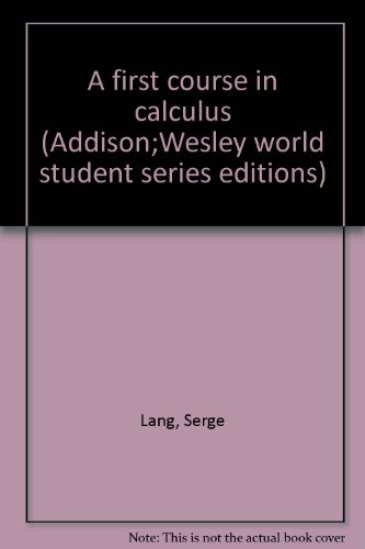 A First Course In Calculus B0000CO9QU Book Cover