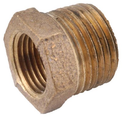 Anderson Metals Brass Threaded Pipe Fitting, Hex Bushing, 3/8" Male x 1/4" Female