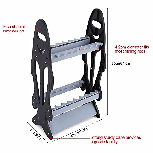 JHYS Tragbare Angelausrüstung, 16 Ruten Angelrutenhalter Angelrutenständer Organizer Rack Angelrutenhalterung Halterung… – Bild 3