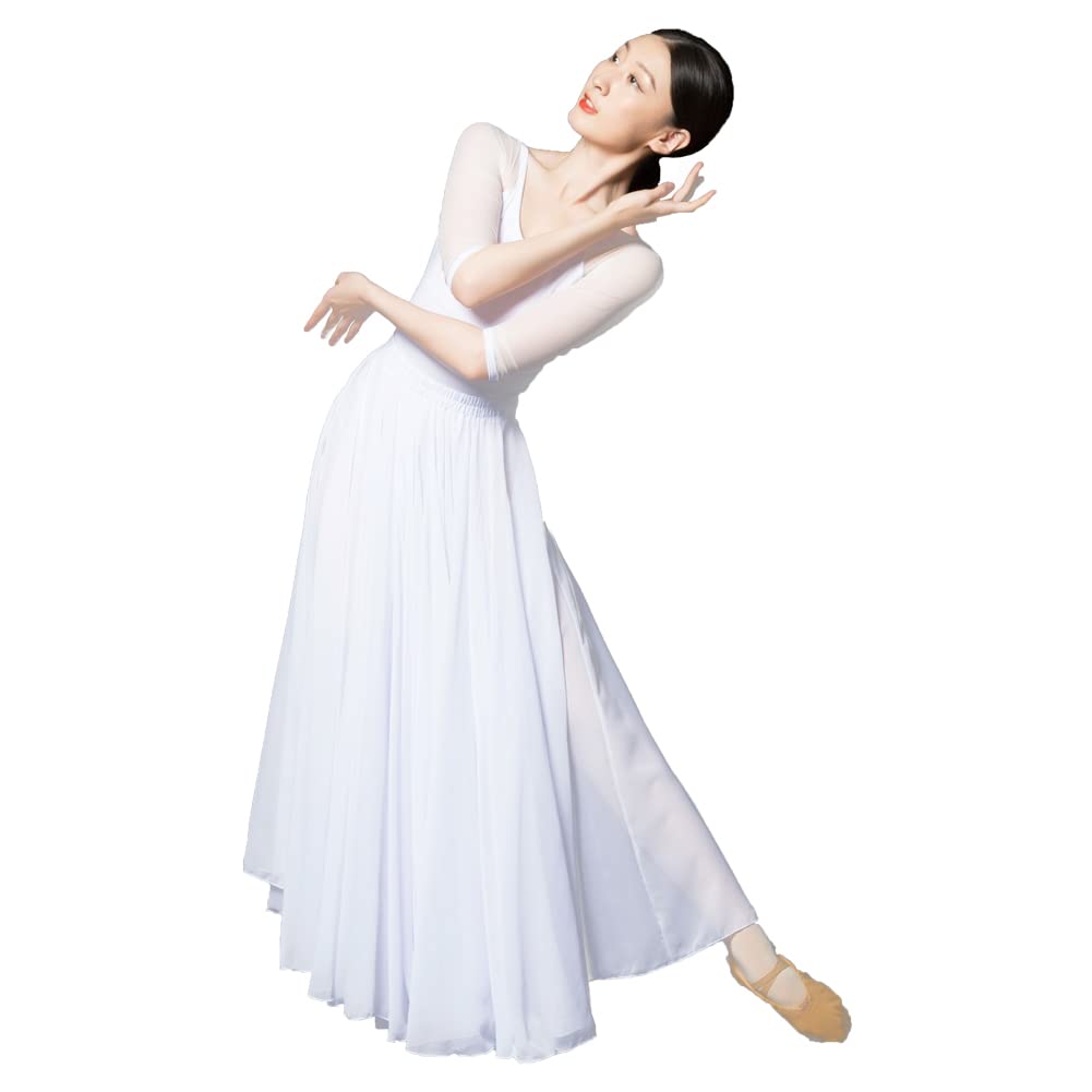 ROYAL SMEELA Vestito Danza Classica Donna Abito da Ballo Contemporaneo Abiti Ballo Moderno Abito Ballo lirico Costume Danza Moderna Adulto Gonna Gradi 720+Body Classica Costume Danza contemporanea