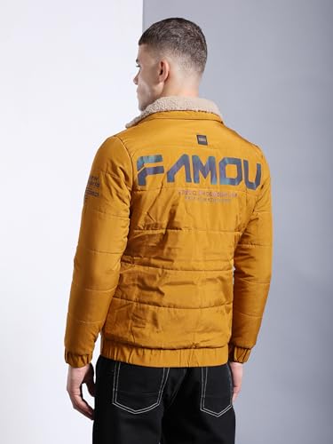 Image of The Indian Garage Co Men Regular Fit Placement Print Bomber Jackets