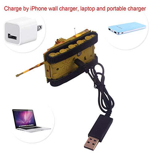 Army Military 35MHz Remote Control Tank with USB Charger Cable Mini RC Toys Tank 1:72 German Tiger with Sound Artillery Shoots Yellow