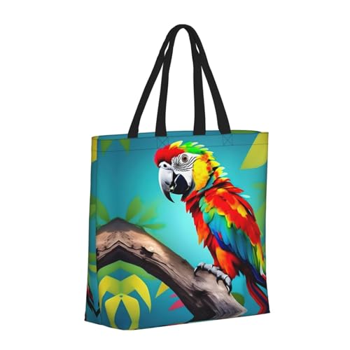 Parrots On Tree Print Women Reuseable Handbag, Grocery Bag Foldable For Shopping Travel Activity2
