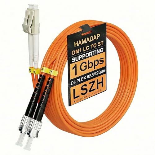 Hamadap Multimode Duplex OM1 Fiber Optic Cable, LC to ST Fiber Patch Cable, 62.5/125um/2.0mm, 2M/7ft Orange LSZH