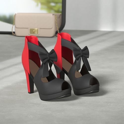 Image of GATUXUS Open Toe Women Platform High Heel Shoes Bows Strappy Sandals