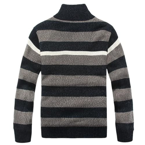 Men's Fleece Thicken Sweater Knitted Stripe Wool Cardigan Sweaterscoat Knit Cardigan2