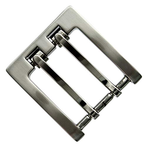 Nickel Brushed Two Prong Roller Replacement Belt Buckle fits 1-3/8