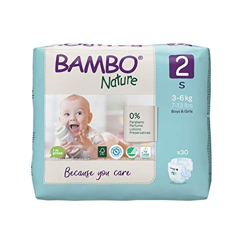 Bambo Pañales Talla 2 Mini 3-6Kgs Eco, Multicolor, Pack of 30 Nappies