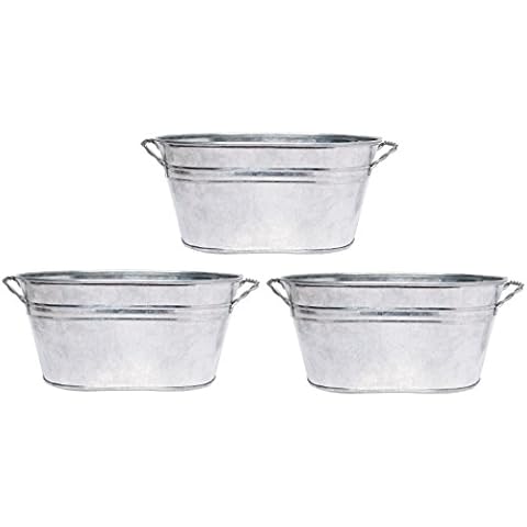 Hosley Galvanized Oval Planters for Home and Outdoor Decor Cover