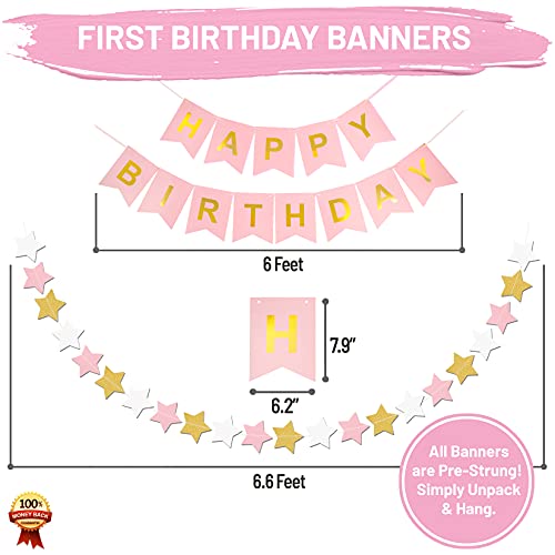 image for First Birthday Decorations for Girl | 1st Baby Girl Number 1 Balloon, 