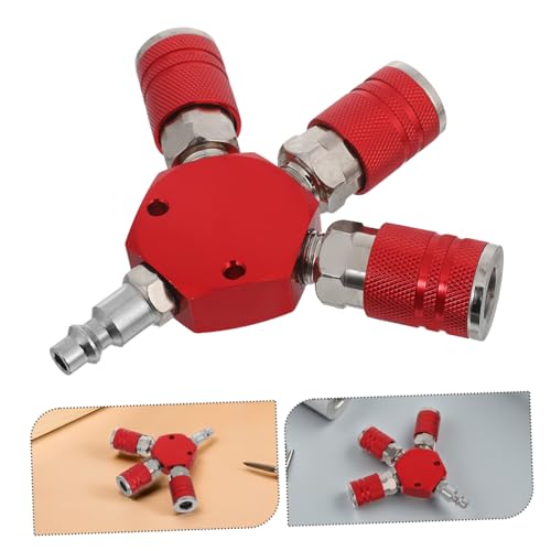 Conector rápido rojo Gatuida divisor de manguera de aire de vías para manifold de compresor 7