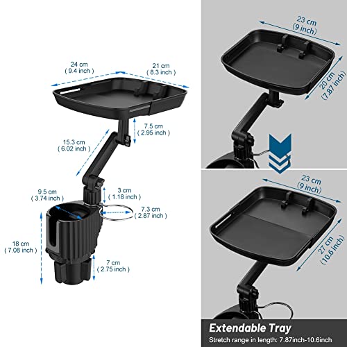 Expansor de portavasos para auto JSCARLIFE 2 en 1 con bandeja desmontable miniatura 2