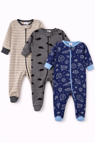 Image of TuddyBuddy 100% Organic Cotton Multi Color Sleepsuit /Onesie /Footed Romper for Baby Boy & Baby Girl