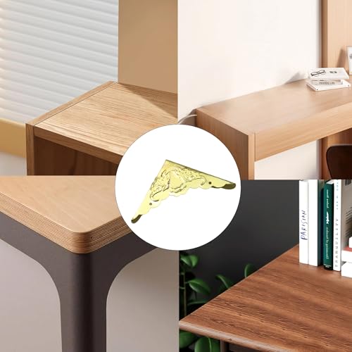 Image of 24Pcs Decorative Metal Box Corner Guard Protectors, 1.6 inch x 1.6 inch Gold Edge Covers for Furniture, Jewelry Boxes, Cabinets