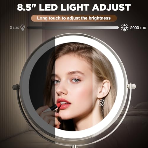 Espejo de maquillaje montado en pared 30X con luces miniatura 3