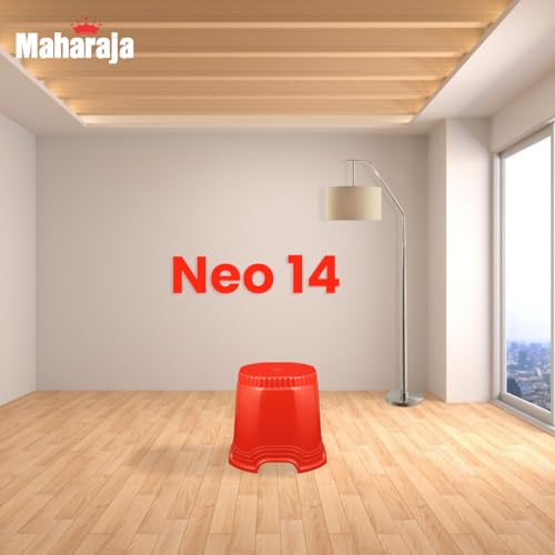 Image of MAHARAJA Neo Plastic Sitting Stool for Indoor Or Outdoor | Kitchen & Living Room (Red, Pack of 2 (14 inch))