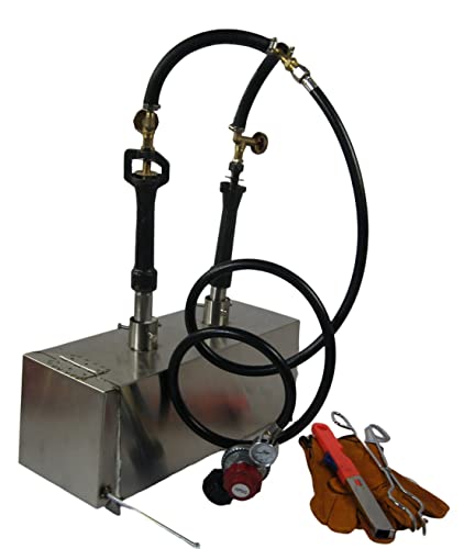 Mini Propane Knife Forge, Double Burners Square Propane Forge with Door, Portable Gas Forge for Blacksmithing Farrier Knife Tool Making