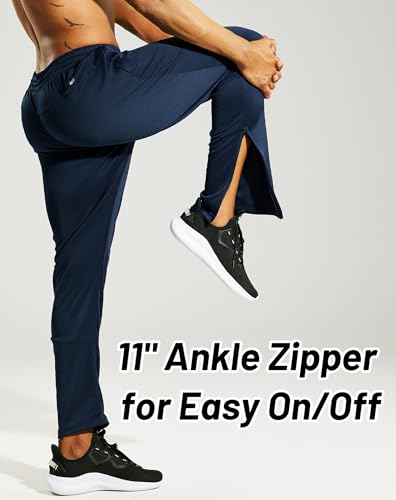 Image of MIER Mens Ankle Zip Sweatpants, Soccer Warm-up Track Pants with Pockets