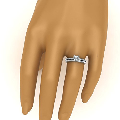 Image of 55Carat Choose Your Gemstone Classic Delicate Diamond CZ Wedding Set sterling silver Heart Shape Wedding Ring Sets Ornaments Surprise for Wife Symbol of Love Clarity Comfortable US Size 4 to 12