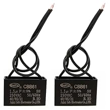 CBB61 Capacitor 1.5uf 250V AC Ceiling Fan 2 Wire 50 / 60Hz لمحرك مولد المروحة الكهربائية 2 pack