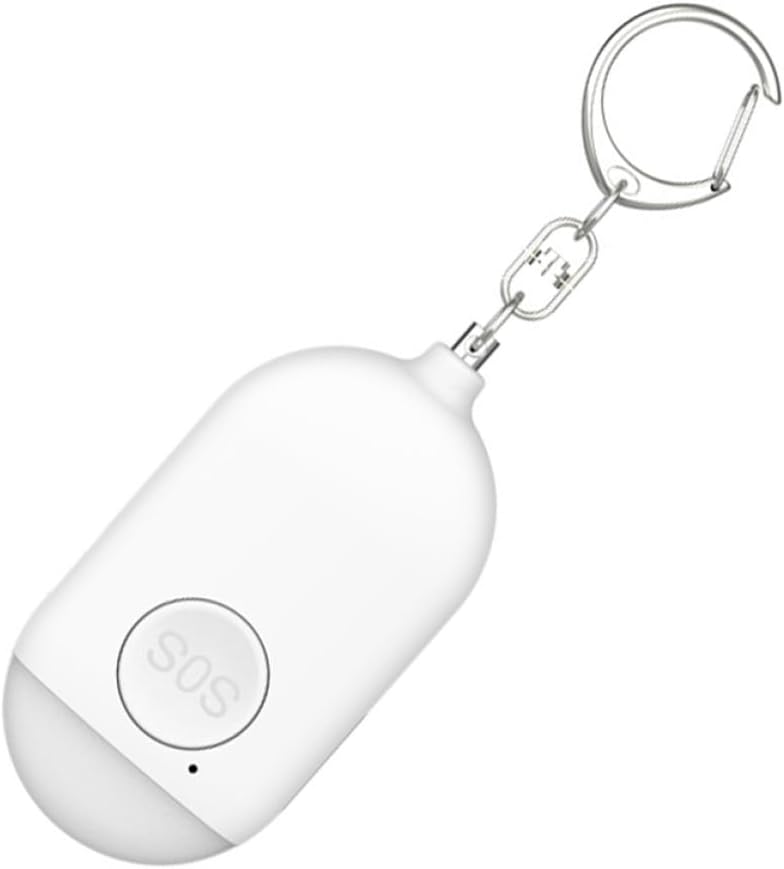 NUOBESTY Personal Safety Alarm with Flashlight, Mini Emergency Security Alarm for Women, Loud Self Defence Siren for Outdoor and Travel Use, White Compact Protection Device