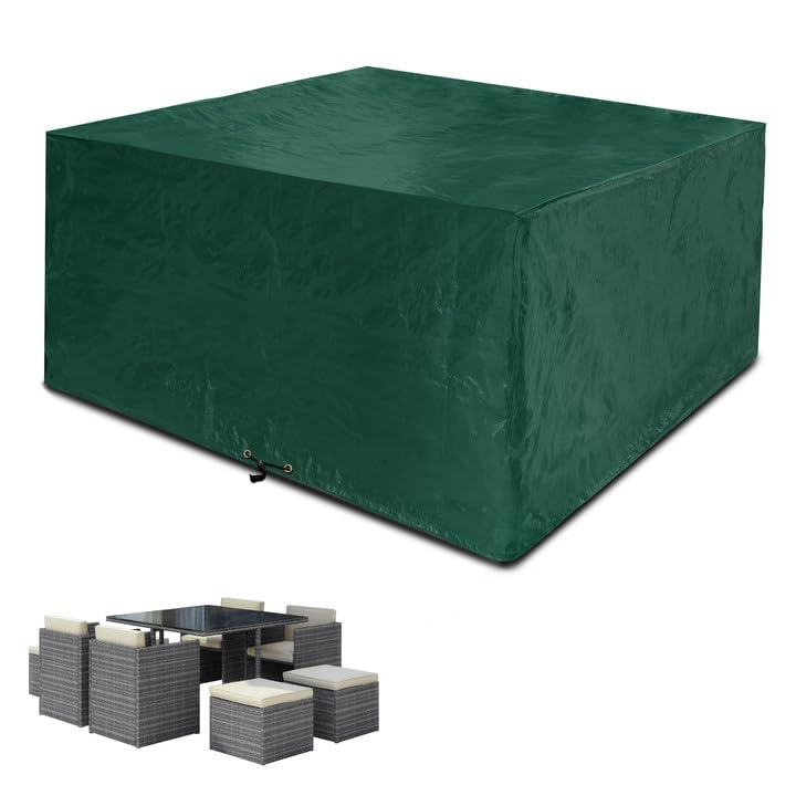 Funshot Abdeckung für Würfel Gartenmöbel wasserdichte Schutzhülle, Anti-UV,Winddicht,Outdoor Patio Tisch Abdeckung Rattan Möbel Abdeckungen, Patio Set Abdeckungen, Grün,135x135x71cm