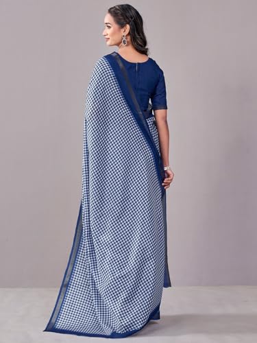 Image of Satrani Women's Silk Printed Saree with Unstitched Blouse Piece