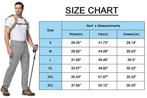 Bgowatu Hiking Pants For Men, Lightweight Quick Dry Cargo Pants, Stretch Outdoor Sports Pants For Men, Mens Fishing Pants Light Grey M #TOP4