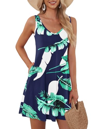 Image of AUSELILY Women's Sleeveless V Neck Mini Dress Beach Cover Up Swimwear Bathing Suit Sundresses with Pockets 2026 New