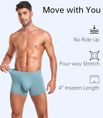 COLORFULLEAF Mens Boxer Briefs Short Leg Soft Rayon Made From Bamboo Underwear Trunks for Men Pack3