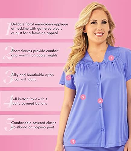 Image of Exquisite Form 90107 Women's Nylon Tricot Short Sleeve Matching Pajama Set