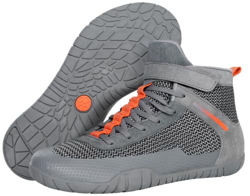 Hsyooes Mens Wrestling Shoes Boxing Boots Grey/12 Wide