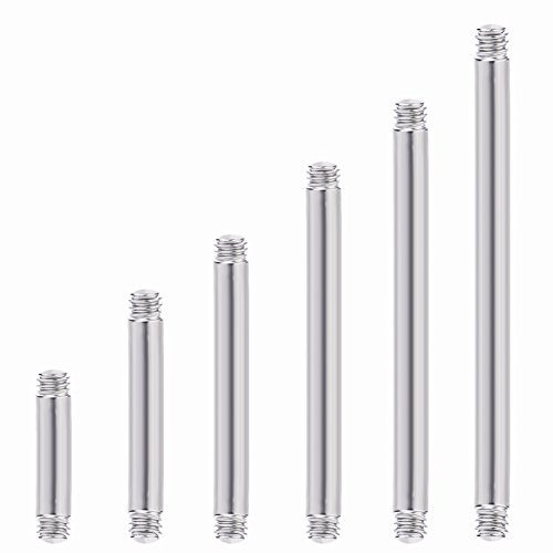COTTVOTT 20pcs a Set Surgical Steel Threaded Barbell Bar Replacement for Tongue Earring Piercing Body Jewelry (Mix 20pcs)4