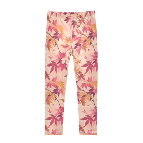 KLL Watercolor Leaves Branch Pattern Girls Legging Stretchy High Waisted Yoga Pants Running