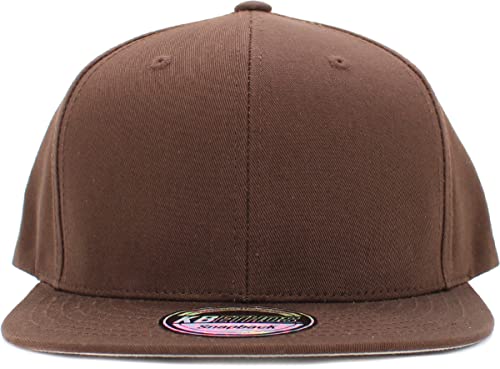 Image of KBETHOS Classic Snapback Hat Blank Cap Underbrim Cotton Wool Blend Flat Visor Adjustable Unisex
