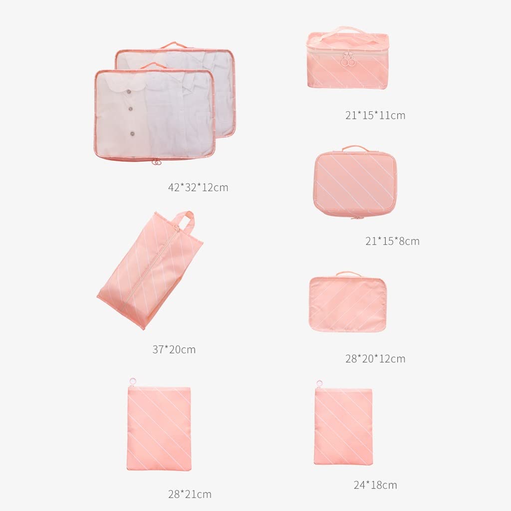 Set di 8 cubi da imballaggio a Compressione Adatti per Bagagli da 24/26 Pollici, organizzatori di Viaggio, Vestiti, Articoli da toeletta, Borse, da Parete (Bianco) (Bianco)