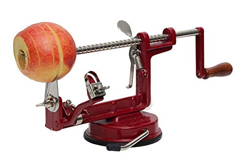 Johnny Apple Peeler With Suction Base Vkp1010 + (1) Additional Coring & Slicing Blade Vkp1010-2 + (2) Additional Peeling Knives Vkp1010-1 #TOP6