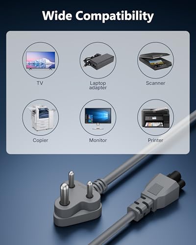 Image of FEDUS 1 Meter Long TPR (Thermoplastic Rubber) Laptop Power Cord, 2500 Watt 3 Pin IEC C5 Charger Adapter Cable Wire AC Lead for Asus /Dell /HP /Lenovo /ASUS /Acer /Samsung /Compaq & All Gaming laptops