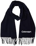 Logotipo de Calvin Klein Calvin Klein Basic Wool Woven Scarf 35 x 180 cm, Bufanda Básica de Lana Tejida para Hombre, Azul (Ck Navy), Talla Única